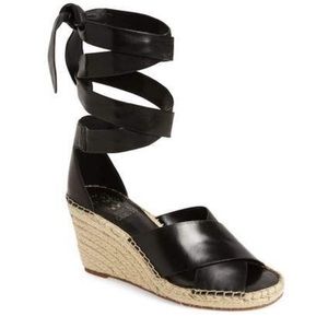 Vince Camuto // black leather lace espadrilles